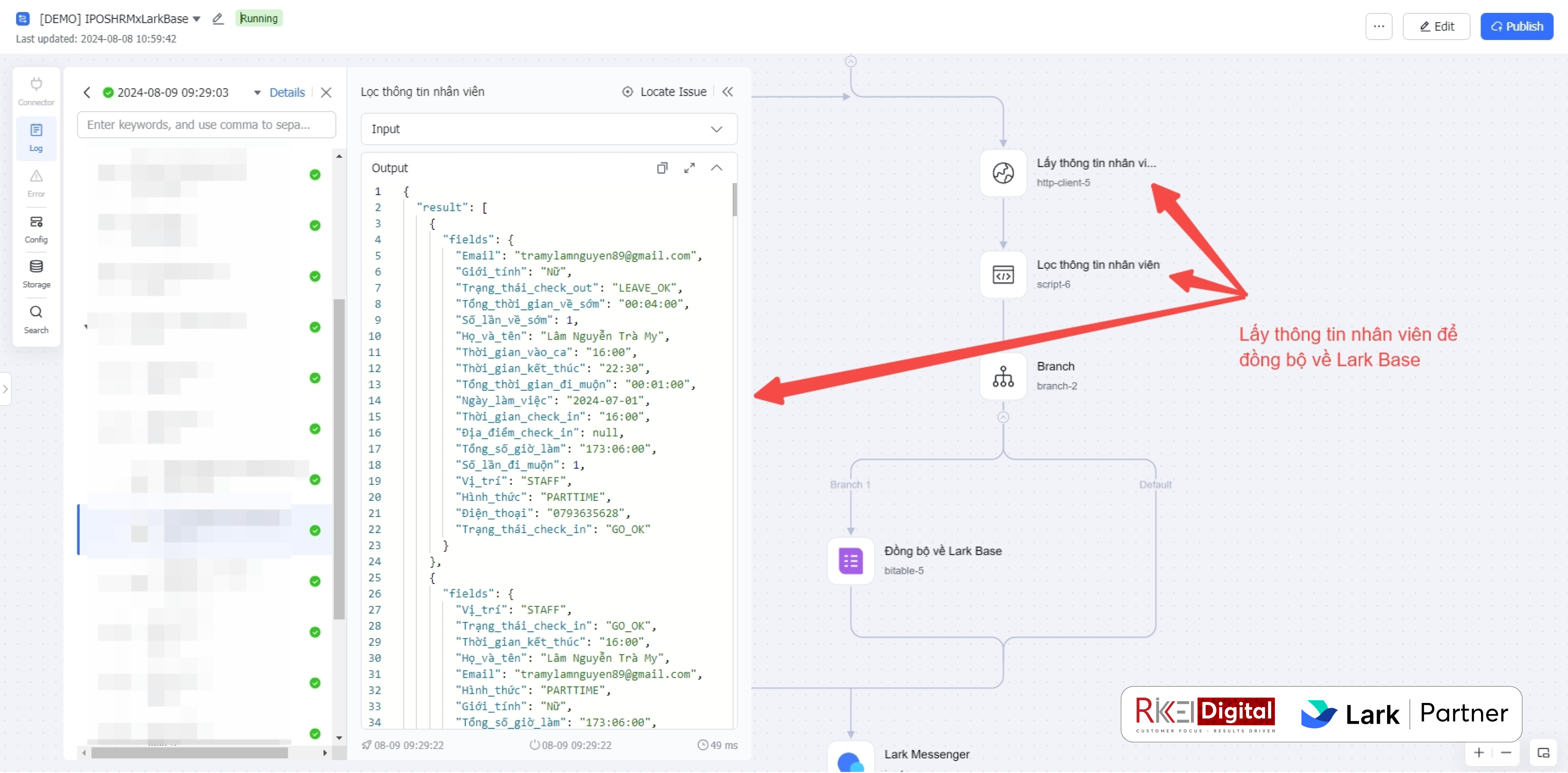 Dữ liệu HRM được đồng bộ qua Lark AnyCross